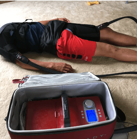 Recovery session using compression boot therapy